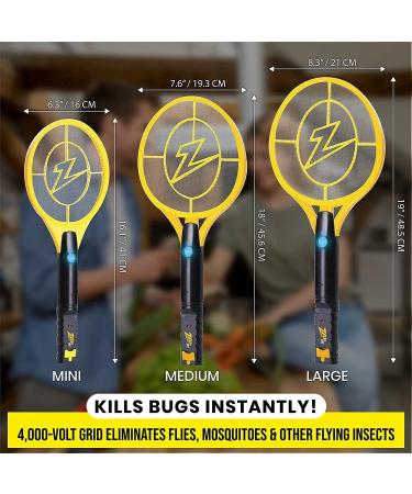 ZAP IT Rechargeable Bug Zapper Racket 4000 Volt - USB Charging Cable - 2 Pack - Large Yellow - Buy Online on SooperMarket.com
