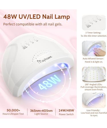 Maykawe Gel Nail Polish Set with 48W Nail Lamp - 6 Nude, Gray, Pink, Purple Colors - Base Top Coat, Manicure Tools - Shellac Nail Art Kit for Beginners - Home Salon Starter Kit - Buy Online on SooperMarket.com