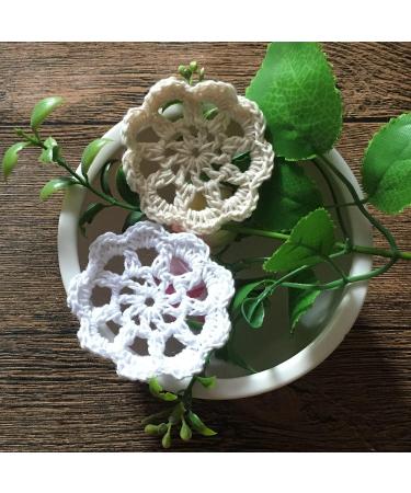 MINDPLUS 2 Inch Small Crocheted Lace Cotton Flowers Doilies Set of 18 in White and Beige - Buy Online on SooperMarket.com