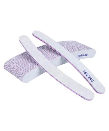 Uraqt 15 pieces nail file 180/240 nail files double -sided double -sided disposable nail file nail files for gel nails nail files disposable core in purple banana file tools & accessories (white) white180/240 grit 180/240 grit
