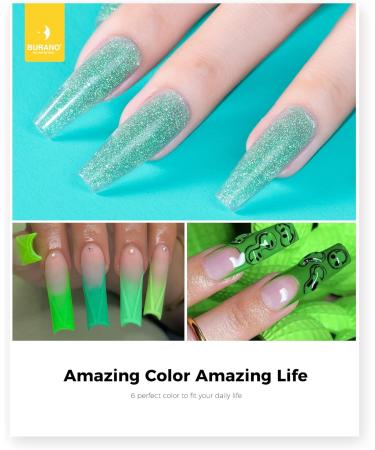 BURANO Poly Extension Gel Nail Kit - 6 Colors Builder Set for DIY Nail Art - Green Poly Nail Gel Kit for Beginners & Professionals - Buy Online on SooperMarket.com