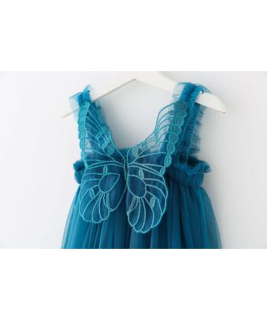 Baby Girl Tulle Princess Dress with Butterfly Wings | 0-4 Years | Peacock Blue - Buy Online on SooperMarket.com