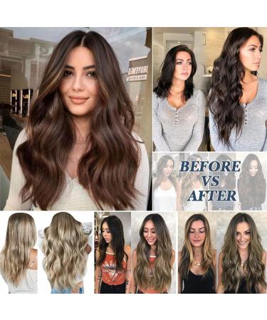 Dark Ash Blonde Clip in Hair Extensions - Long Wavy Full Head - Synthetic Fiber - 4pcs for Women - Buy Online on SooperMarket.com