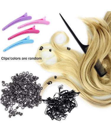 Duufin Dark Brown Microring Extensions Set - 500 Rings Pliers Needles Clips Comb & Mini Hair Gum for Perfect Hair Extensions - Buy Online on SooperMarket.com