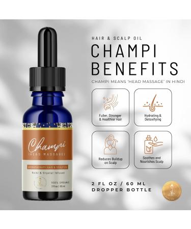Champi Organic Scalp & Hair Oil - Pre Wash Treatment for Itchy Scalp Dandruff Relief Handmade with Organic Essential Oils Reiki Infused Scalp Care - Buy Online on SooperMarket.com