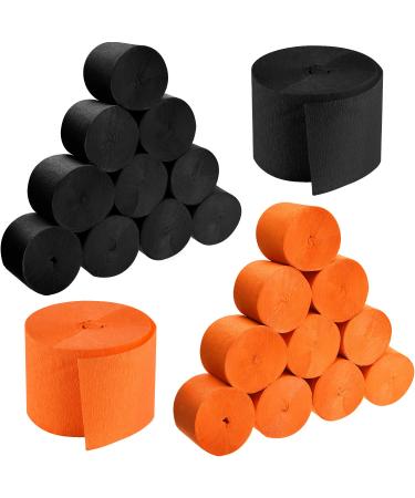1640 Feet Totally Halloween Crepe Paper Black and Orange Party Crepe Paper Streamers Roll for Halloween Decorations, 20 Rolls