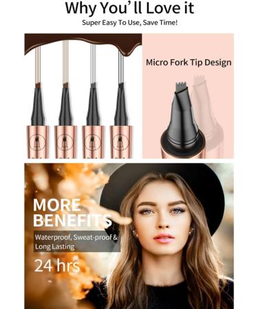 Magic Eyebrow Pencil-3D Waterproof Microblading Eyebrow Pencil Contouring Pen 4 Tipped Precise Brow Pen Magic Microblading Eyebrow Pen Natural Fine Stroke Microblading Eyebrow Pencil (Dark Coffee) - Buy Online on SooperMarket.com