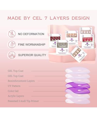Medium Long Square Pink White Gradient Press on Nails | Full Cover Fake Nails for DIY Manicure | Christmas Nail Art Tips - Buy Online on SooperMarket.com