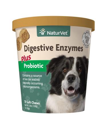 NaturVet Digestive Enzymes Plus Pre and Probiotic 70 Soft Chews 5.9 oz (168 g)
