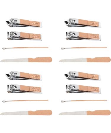 Stainless Steel Nail Clippers Set 4 Set Nail Clippers Beauty Tools Includes Ear Spoons and Nail Files with Pink PU Storage Bags for Grooming Manicure - Buy Online on SooperMarket.com