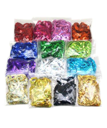 Laser Sequins 6mm Wide 140 Yard Mixed 14 Color,Handmade Crafts Environmental Flat Sequin Strip Trim on Strings for Crafts, Fringe, and Sewing