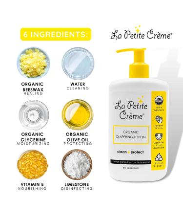 La Petite Creme Organic Diapering Lotion - Gentle Diaper Rash Cream with USDA Certified Organic Ingredients - 8 oz - Buy Online on SooperMarket.com