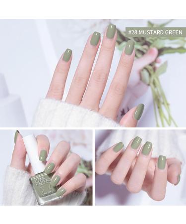 TBeautfave Green Nail Varnish Nude Nail Polish Quick Dry Long Lasting Nail Polish Non-Toxic Breathable Nail Polish No Need Cure Nail Gel Polish Nail Varnish at Home Manicure 28 Mustard Green - Buy Online on SooperMarket.com
