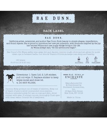 Rae Dunn Dog Wipes with Oatmeal, Aloe & Vitamin E - 150-Count Coconut Vanilla Paw Wipes | Pet Supplies for Grooming - Buy Online on SooperMarket.com