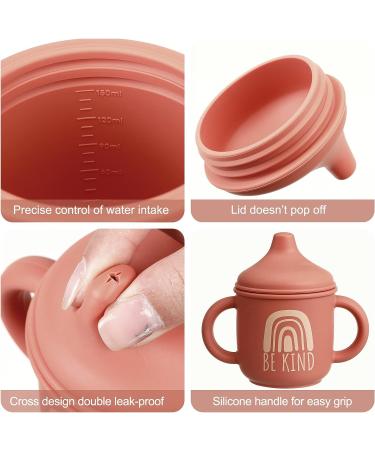 2 Pcs Silicone Sippy Cup Training Cup for Baby 6 Months+ - Spill Proof Sippy Cups for Toddlers - Easy Grip 5 oz - Cute Style - Light & Dark Orange - Buy Online on SooperMarket.com