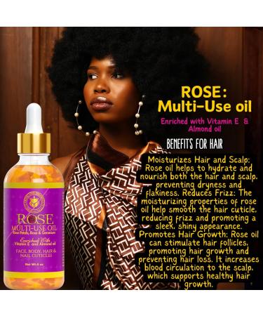 Rose Multi-Use Oil Organic Face Body Hair & Nail Cuticle Oil with Vitamin E | 4 oz - Buy Online on SooperMarket.com