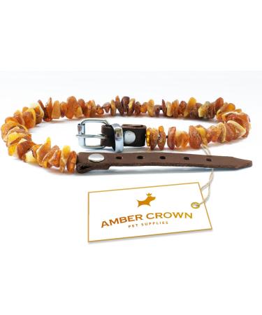 Premium Amber Necklace for Dogs & Cats | Leather Clasp | Flea & Tick Protection 30-35cm - Buy Online on SooperMarket.com