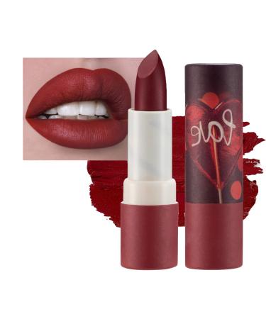 Long Lasting Lipstick Non Stick Cup Velvet Lipstick Lip Gloss Waterproof Lipstick Nude Lipstick Non Drying Rich and Silky Texture Lip Tint High Coverage Lip Color Lipsticks for Women (Dark Red)
