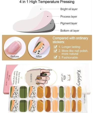 Kalolary Gel Nail Polish Strips Nail Gel Art Sticker Waterproof Full Nail Wraps Decal Sets with Scissors Nail File and Stick for Women Girls Nail Art Decor (UV/LED Lamp Required)-15 - Buy Online on SooperMarket.com