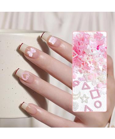 350PCS 3D Nail Charms Mixed Styles Flowers Bow Heart Moon Pearl Charms for Nail Art - B Colorful - Buy Online on SooperMarket.com