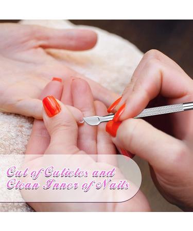 Stainless Steel Nail Cuticle Pusher & Cutter Set - 8 Pieces | Manicure & Pedicure Tool Kit for Fingernail and Toenail Art - Silver - Buy Online on SooperMarket.com