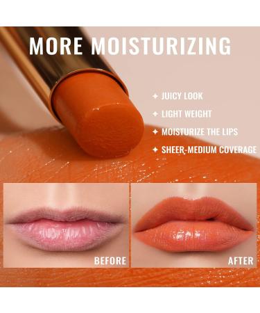 Oulac Moisturising Orange Lipstick - Hydrating Lipstick & Lip Balm for Dry Lips | Juicy Glossy Finish, Vegan & Cruelty-Free (08) - Buy Online on SooperMarket.com