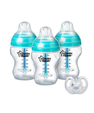 Tommee Tippee Advanced Anti-Colic Bottle Starter Set | 3X 9oz Bottles  Breast-Like Nipples  Unique Anti-Colic Vent | 0-6m Ultra-Light Silicone Pacifier