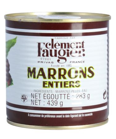Clement Faugier Whole Cooked Chestnuts 15.5oz - French Ardeche Marrons Entiers Cooked in Water Whole Chestnuts