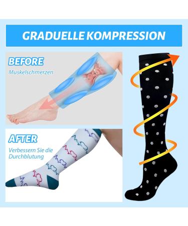 Buy Hipower Compression Stockings - 5 Pairs for Men & Women | Colorful Support Socks for Travel Sports & Nursing | Knee-Length Compression Socks (B-5 Pair L-XL) - Buy Online on SooperMarket.com