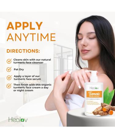 Turmeric Lotion for Dark Spots - Natural Skin Brightening Cream for Face & Body | Fight Acne Even Skin Tone Clear Scars & Hyperpigmentation - Buy Online on SooperMarket.com