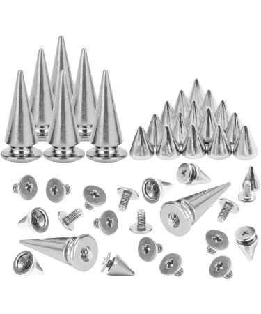 Anvin 110 Pieces Multi Size Cone Spikes Screwback Studs Metal Rivets for DIY Crafts - Silver Spikes with Screw Bases for Clothing Decoration - Buy Online on SooperMarket.com