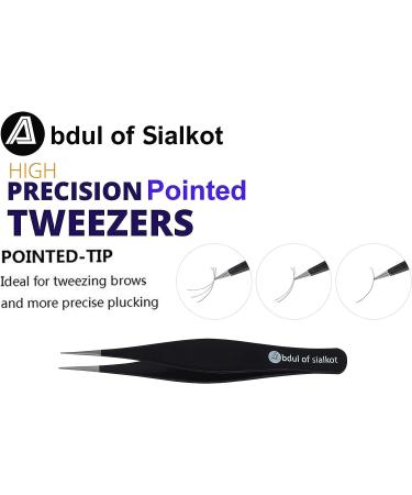 Abdul of Sialkot Pointed Tweezers - Needle Nose Tip, Sharp Precision for Ingrown Hair & Surgical Pointed for Blackheads/Splinters - Best Eyebrow Tweezers (Pink) - Buy Online on SooperMarket.com