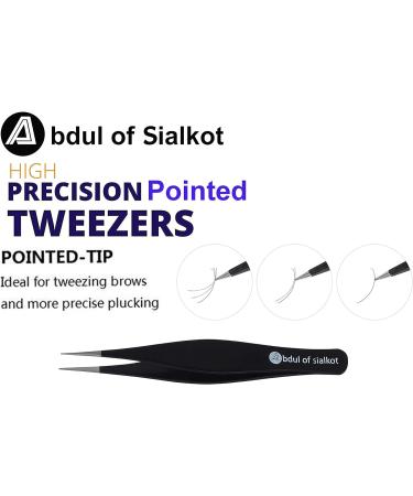 Abdul of Sialkot Pointed Tweezers - Precision Ingrown Hair and Blackhead Remover for Eyebrows - Sharp Surgical Pointed Tip for Splinters - Blue - Buy Online on SooperMarket.com