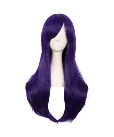 MapofBeauty 28 Inch/70cm Women Side Bangs Long Curly Hair Cosplay Wig (Dark Purple)
