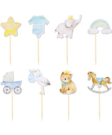 Rsstarxi 40 Pack Baby Shower Bear Cupcake Toppers Elephant Jumpsuit Stroller Rainbow Cupcake Picks Gender Reveal Cake Decorations for Baby Shower Kids Boys Birthday Party Decorations Design 2 Boy - Buy Online on SooperMarket.com