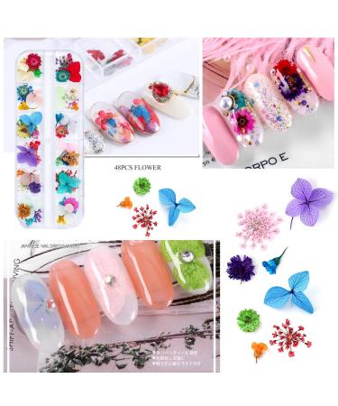 Dried Flowers for Resin Nail Art - 108 Pcs in 62 Colors - 3D Dry Flowers for Nails - Real Natural Flower Nail Art Decoration Supplies - Buy Online on SooperMarket.com