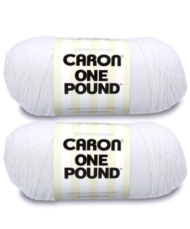 Caron One Pound White Yarn - 2 Pack of 454g/16oz - Acrylic - 4 Medium (Worsted) - 812 Yards - Knitting/Crochet