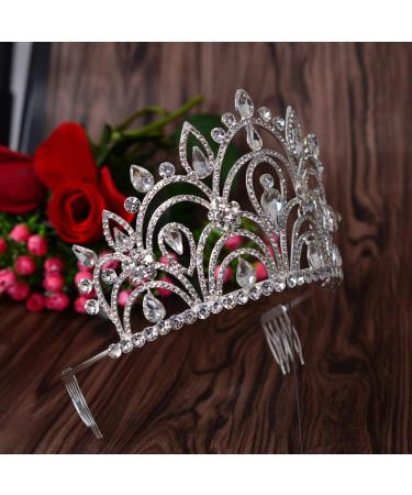 Eseres Tall Pageant Tiaras - Elegant Rhinestone Crown for Women with Combs - Buy Online on SooperMarket.com