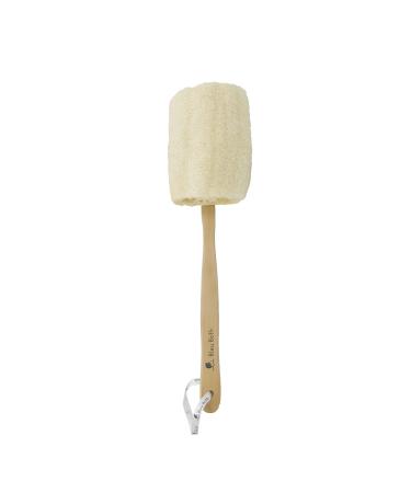 Bleu Bath (1 Pack) Exfoliating Loofah Back Brush in 100% Natural and Organic Luffa Loofa with Long Wooden Handle Fixed  Scrubber Brush for Men and Women or Even Sensitive Skin