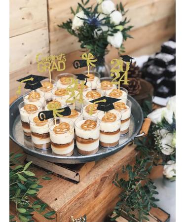 24Pcs Graduation Cupcake Toppers Graduation Cupcake Picks for Cupcake Food Decorations - Class of 2024 Graduation Cupcake Toppers Supplies (Gold) - Buy Online on SooperMarket.com