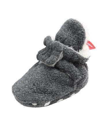 TMEOG Baby Booties Slippers Infant Boots Newborn First Walking Shoes Baby Winter Sock Crib Shoes for Boys Girls 0-18Months 0-6 Months B Dark Grey Furry