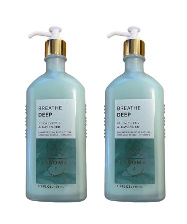 Bath and Body Works Breathe Deep Eucalyptus Lavender Aromatherapy Gift Set of 2-6.5 Ounce Moisturizing Body Lotion with Shea Butter and Vitamin E