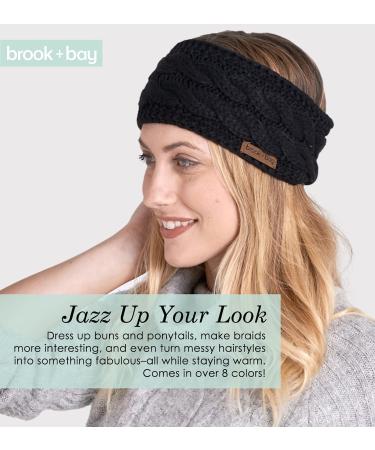 Brook + Bay Women's Winter Ear Warmer Headband - Fleece Lined Cable Knit Ear Band for Cold Weather - Buy Online on SooperMarket.com