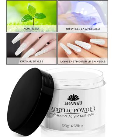 EBANKU Silver Glitter Acrylic Powder 120g/4.23oz Acrylic Powder Large Capacity Professional Acrylic Nail Powder for Nail Acrylic Extension Nail Carving Long-Lasting No Nail Lamp Needed - Buy Online on SooperMarket.com