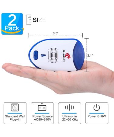 ELLASSAY Ultrasonic Pest Repeller - 2 Pack Indoor Electronic Plug-in Pest Control Repellent - Buy Online on SooperMarket.com