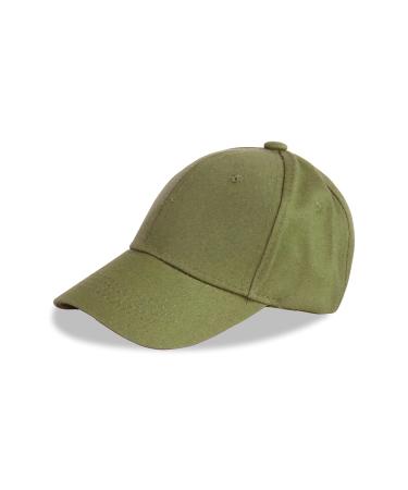LANGZHEN 100% Cotton Outdoor Children's Kids Plain Baseball Cap Hat Adjustable Sun Hat for Girls Boys 1-2 Years Army Green