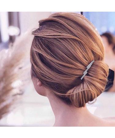 Aneneiceera Bride Wedding Crystal Hair Comb Clip Silver Hair Side Combs Z Type Crystal Hair Comb Rhinestone Headpieces Bride Hair Piece bridesmaid Hair Accessories for Women and Lady Girls(Silver B)