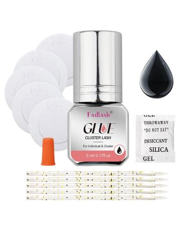 Buy 5ml Individual Eyelash Extension Glue - 2-3s Drying Long Lasting Cluster Lash Supplies DIY Self Application Includes Brushes Black - Buy Online on SooperMarket.com