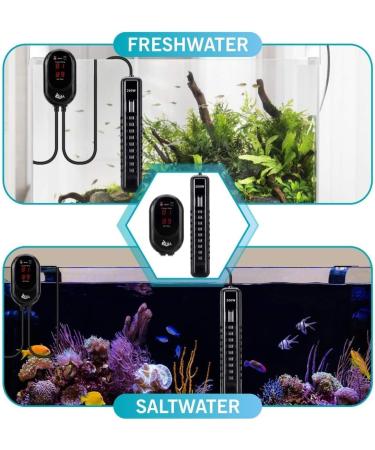 AQQA 200W Aquarium Heater - Adjustable Digital Heating Rod with LED Display & External Controller for Turtles & Aquatic Life (100-500W) - Buy Online on SooperMarket.com