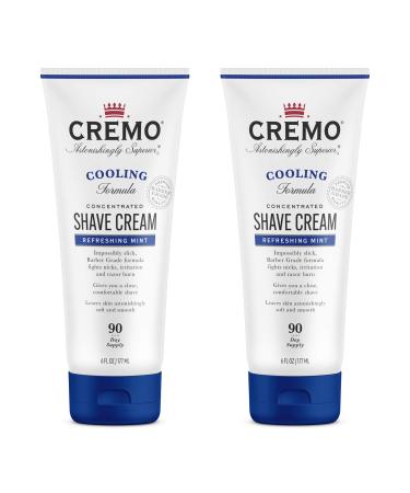Cremo Barber Grade Cooling Shave Cream, Astonishingly Superior Ultra-Slick Shaving Cream Fights Nicks, Cuts and Razor Burn, 6 Oz (2-Pack) Mint